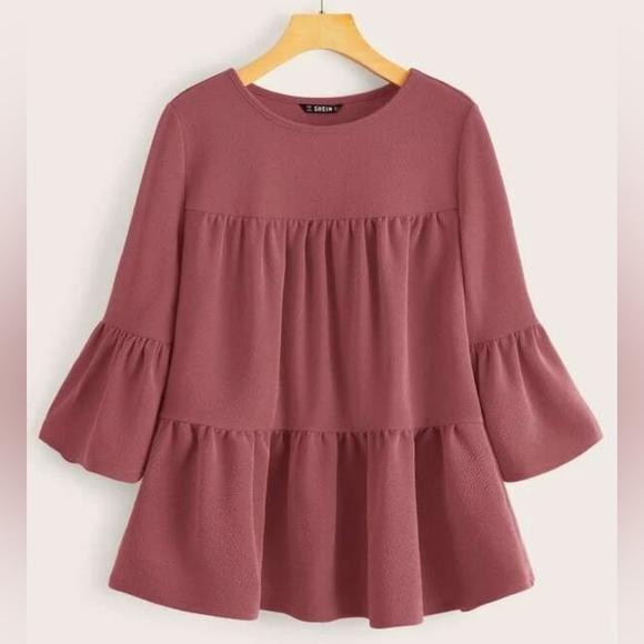 Shein | XXL | Rust Colored Bell Sleeve Smock Top - Picture 7 of 7